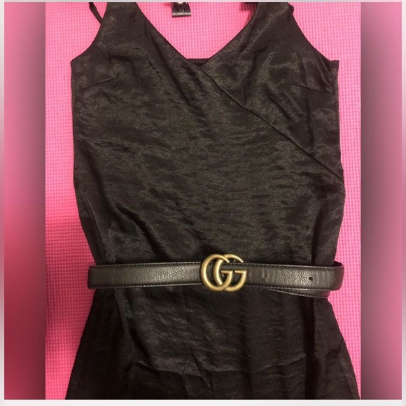 H&M black long silky dress XS + free belt ! - Picture 2 of 4